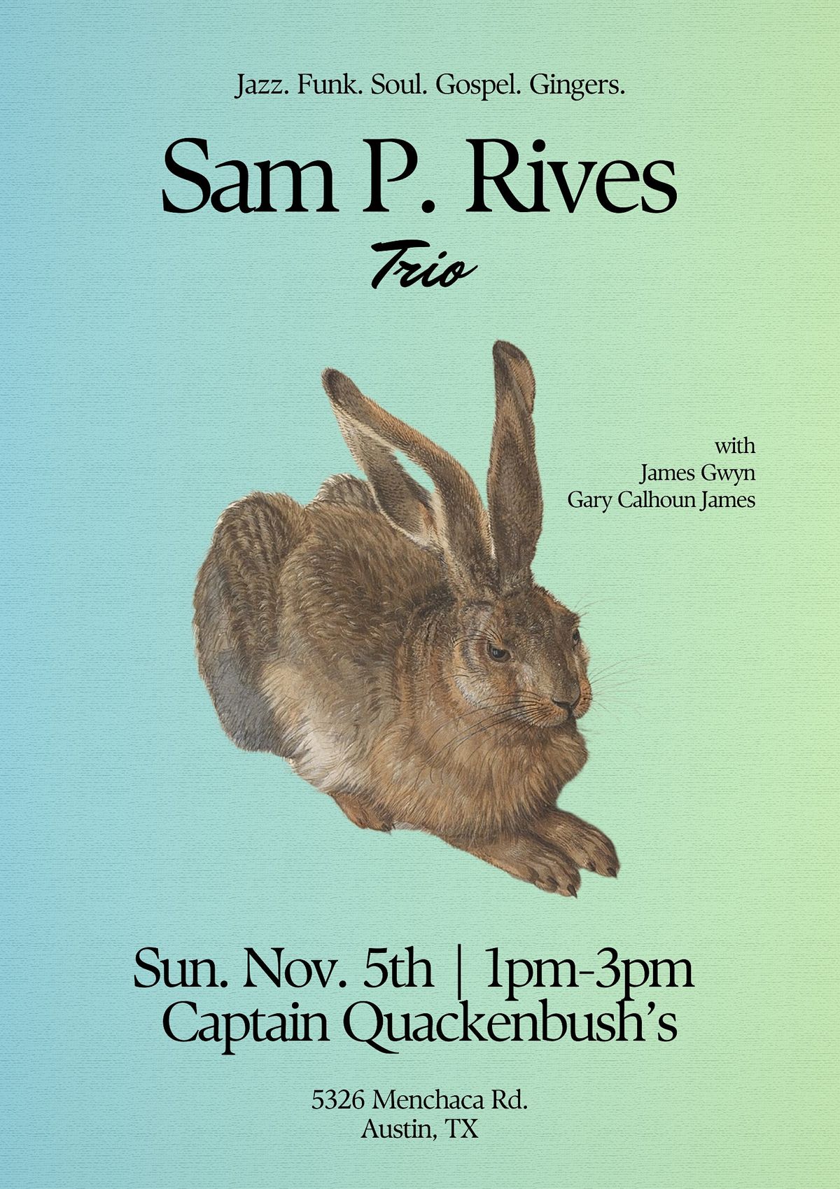 Jazz & Coffee w/ Sam Rives Trio, Captain Quackenbush's Coffeehouse