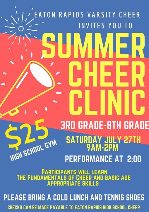Summer Cheer Clinic At Eaton Rapids Senior High School Eaton Rapids