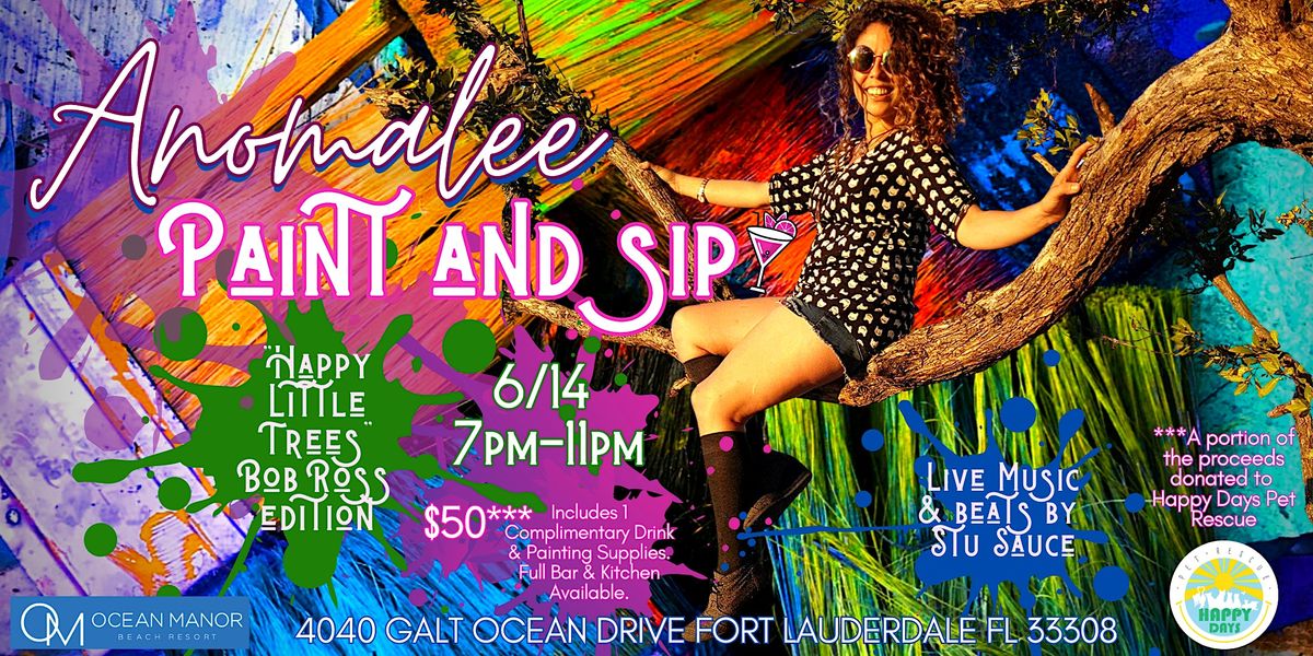 Anomalee Paint & Sip "Happy Little Trees" Bob Ross Edition, Ocean Manor
