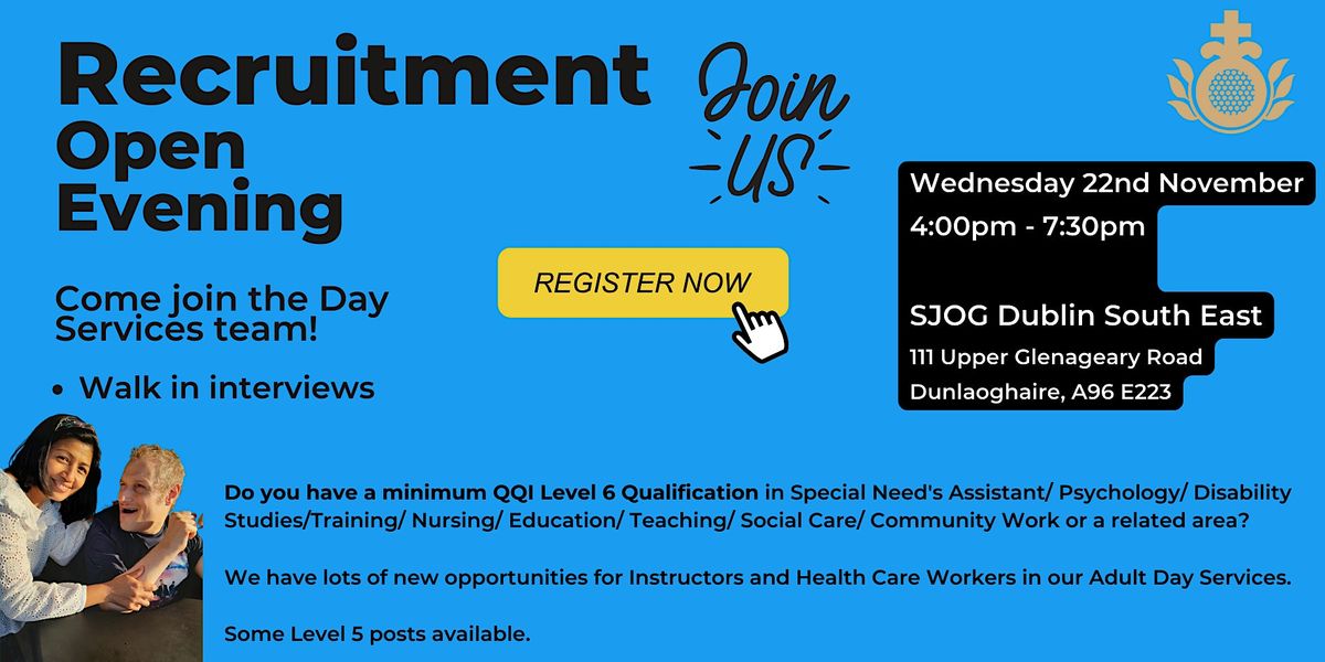 St John of God Dublin South East Jobs Open Evening Wednesday 22nd