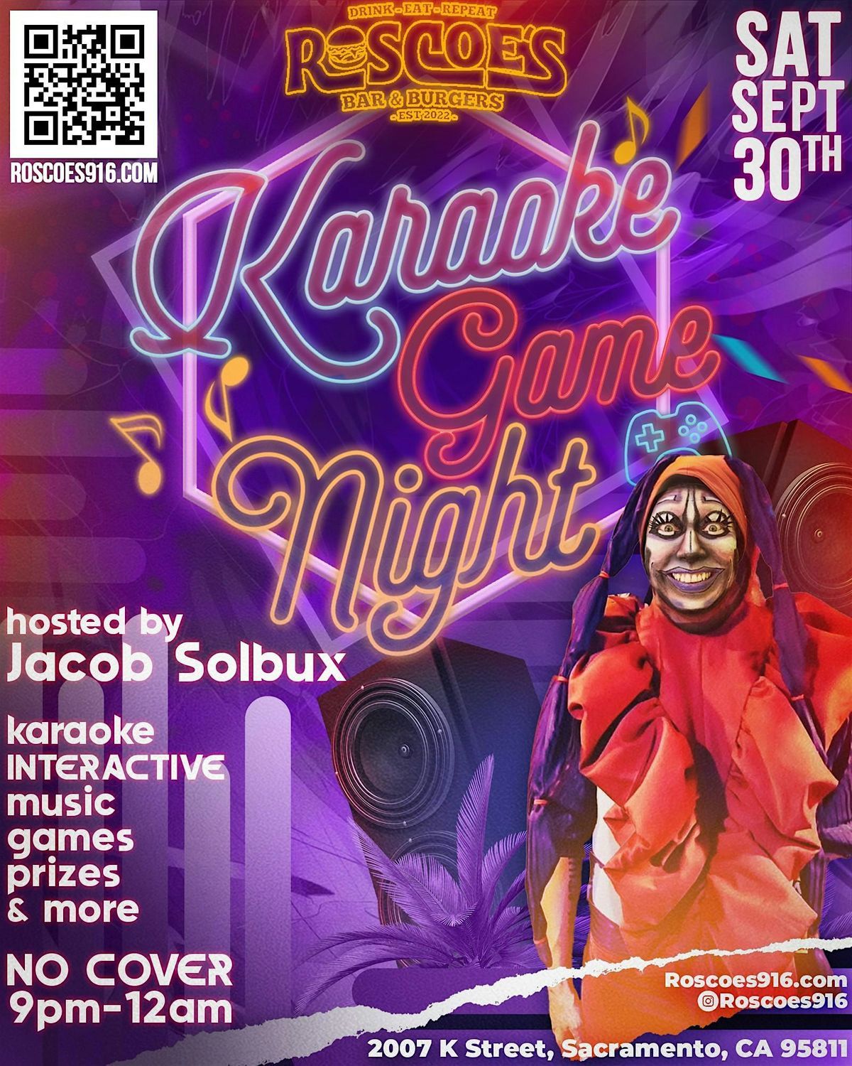 Karaoke Game Night, Roscoe’s Bar & Burgers, Sacramento, 26 August to 24