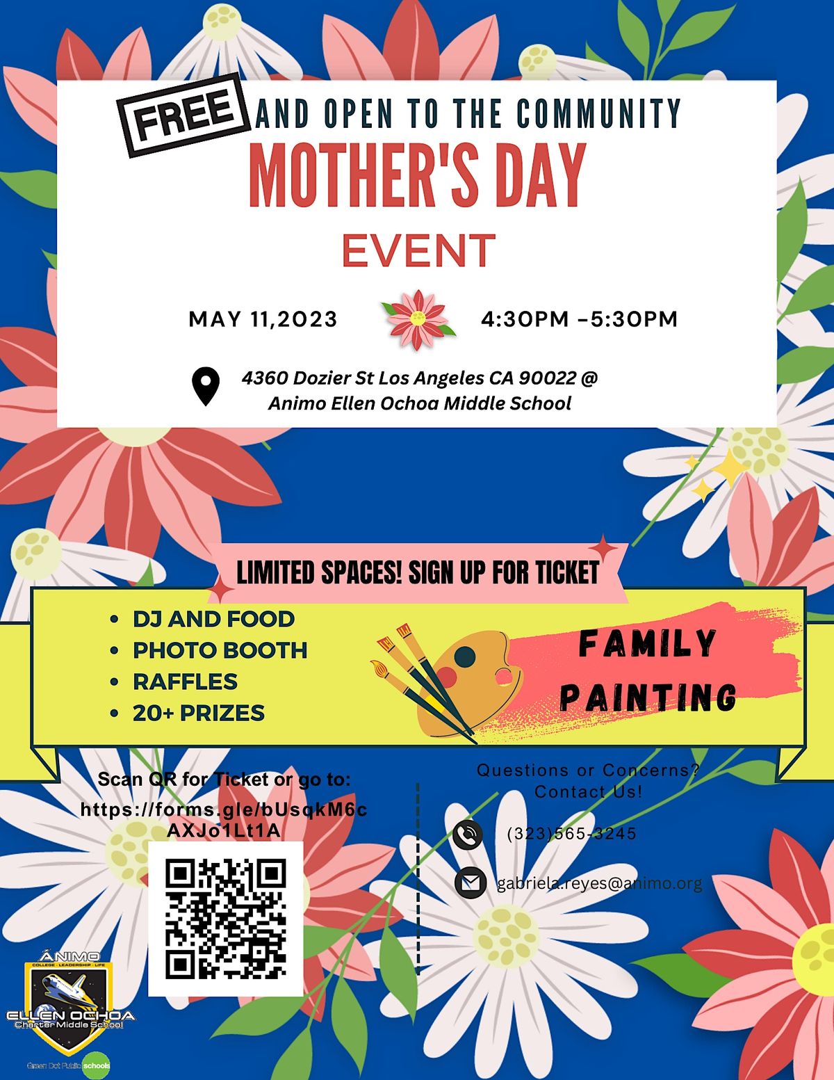 FREE Mothers Day Event By AEO nimo Ellen Ochoa Charter Middle 