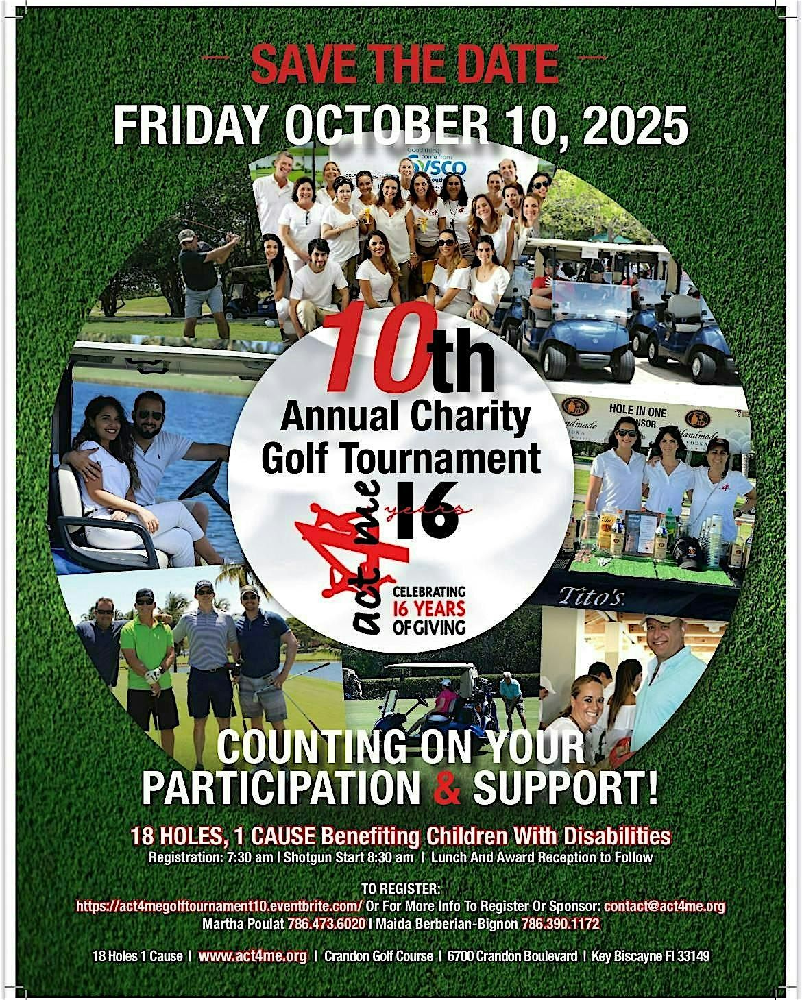 - 18 HOLES 1 CAUSE  - Act4Me's 10th Annual Charity Golf Tournament, 10 October | Event in Key Biscayne | AllEvents