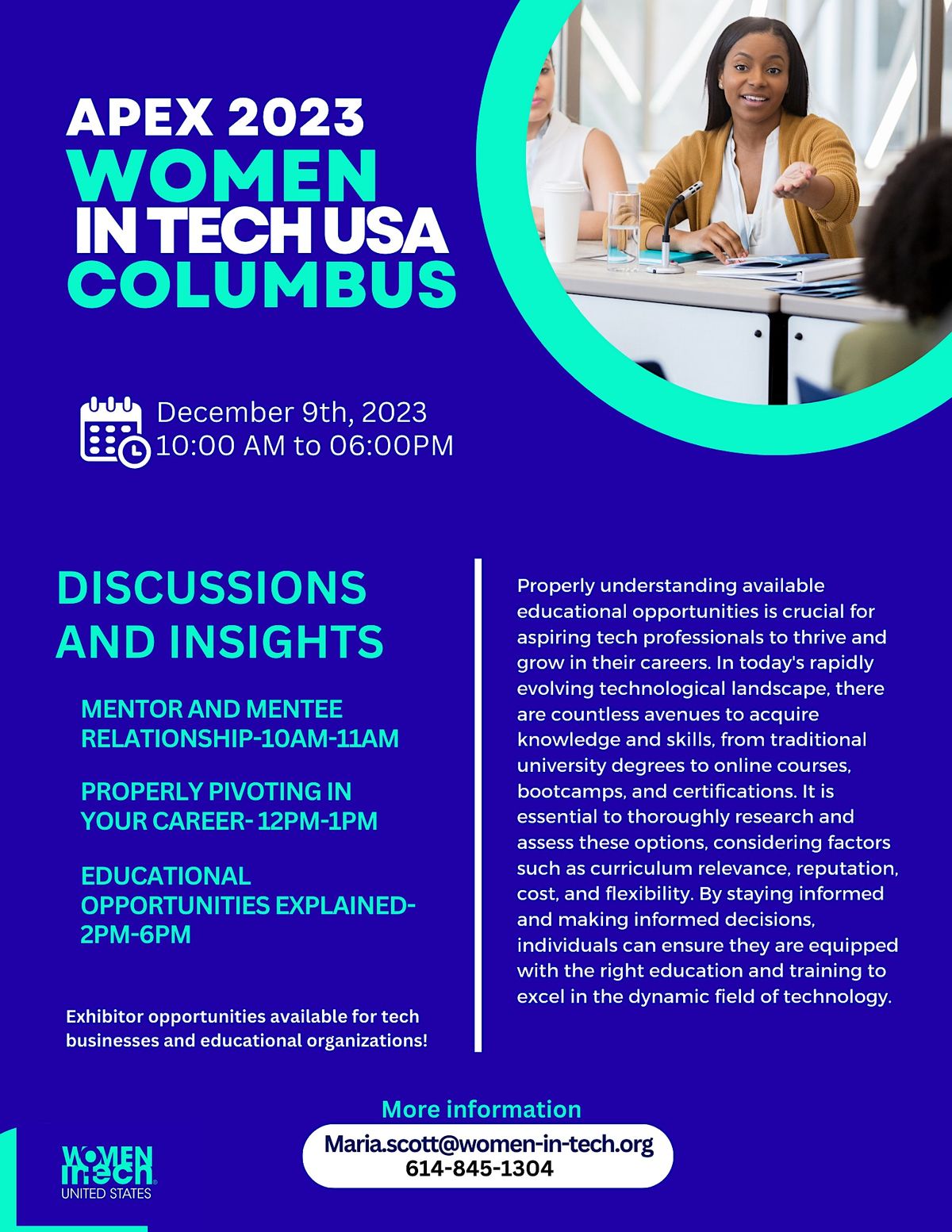 Columbus Chapter Women In Tech U.S Apex 2023 Panel Discussions