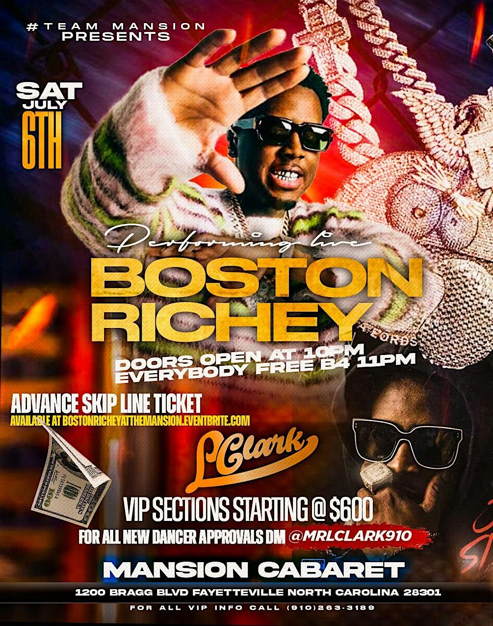 Boston Richet at the mansion, Mansion Cabaret, Fayetteville, 6 July to ...