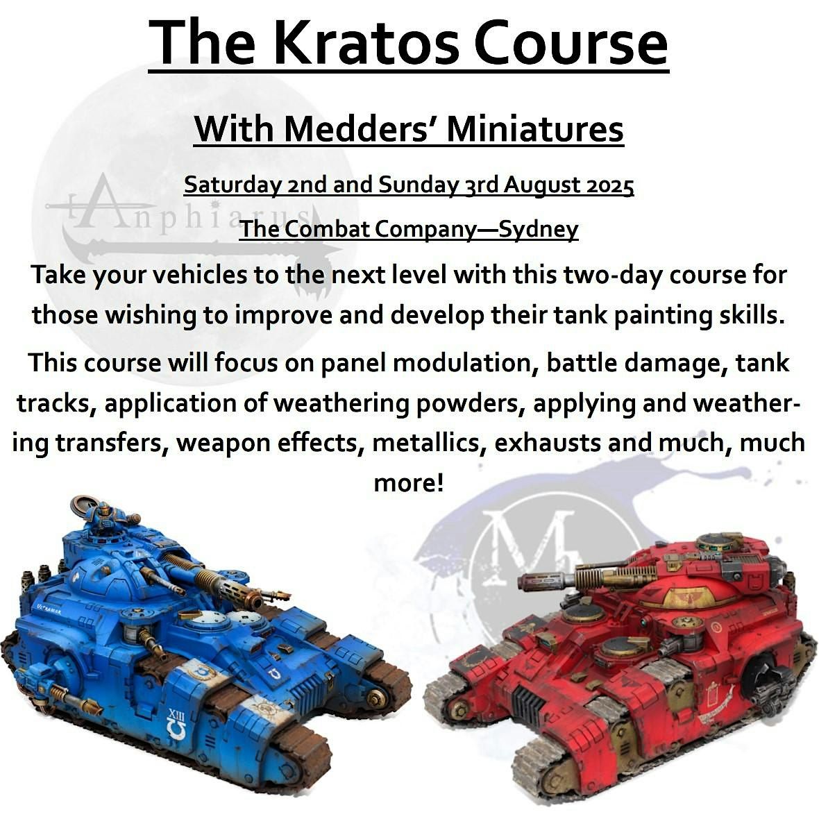 SYDNEY KRATOS COURSE with Medders' Miniatures (FULL TICKET), 2 August | Event in Mortdale | AllEvents