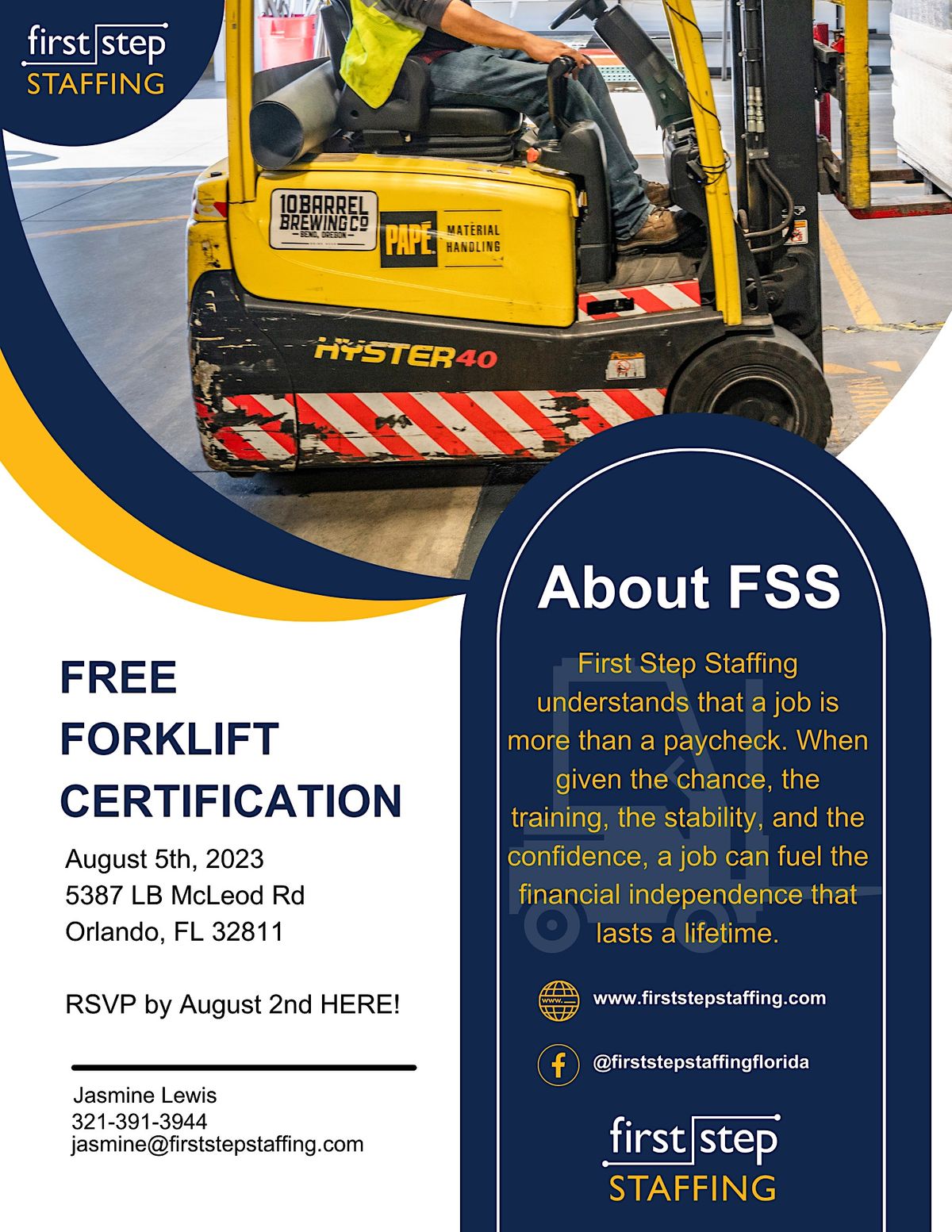 FSS Orlando August Forklift Class 2, American Forklift Training