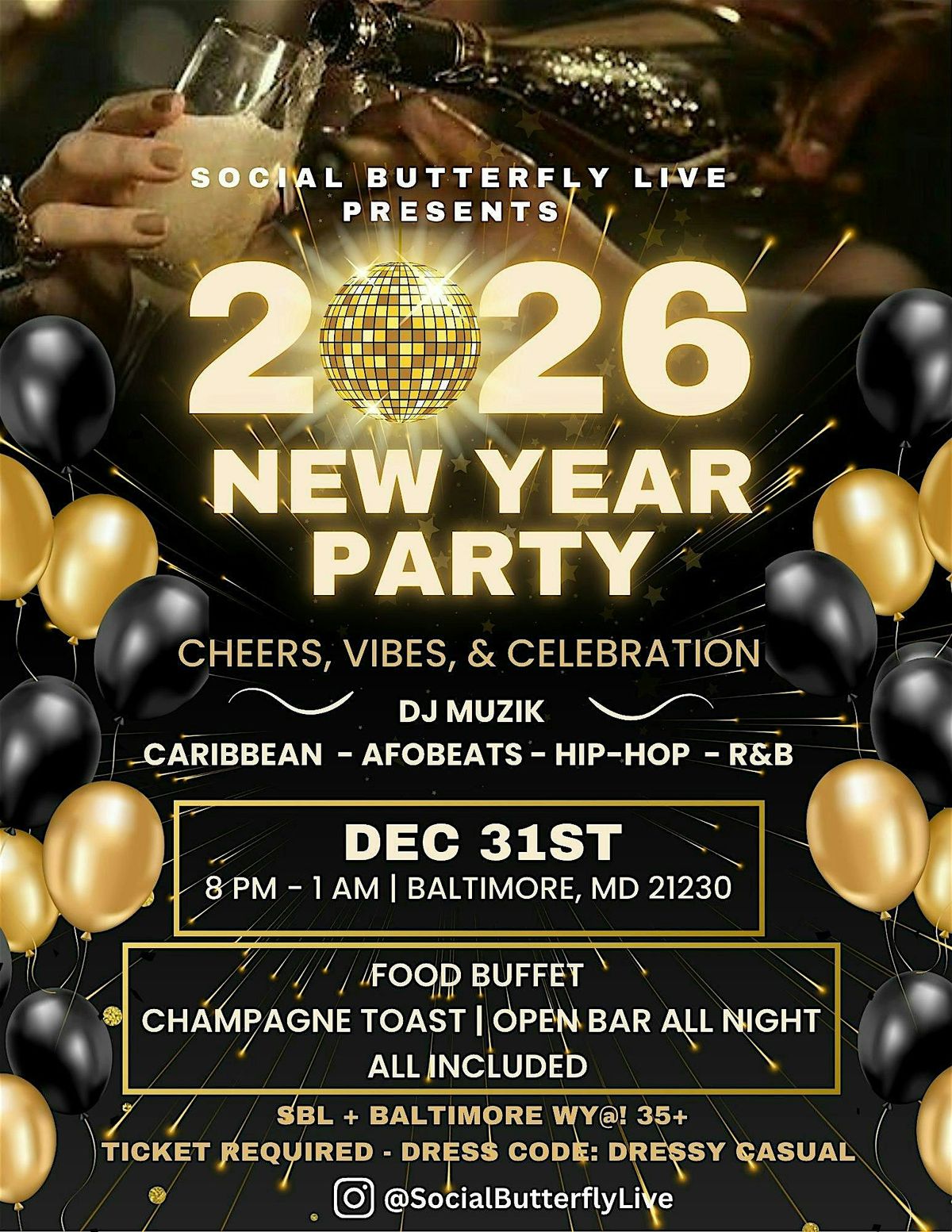 Cheers, Vibes & Celebration: SBL New Year’s Eve Party 2026!, 31 December | Event in Baltimore | AllEvents