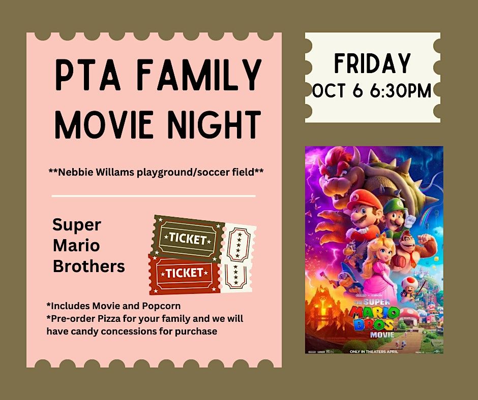 FAMILY MOVIE NIGHT (hosted by Nebbie PTA), Nebbie Williams Elementary