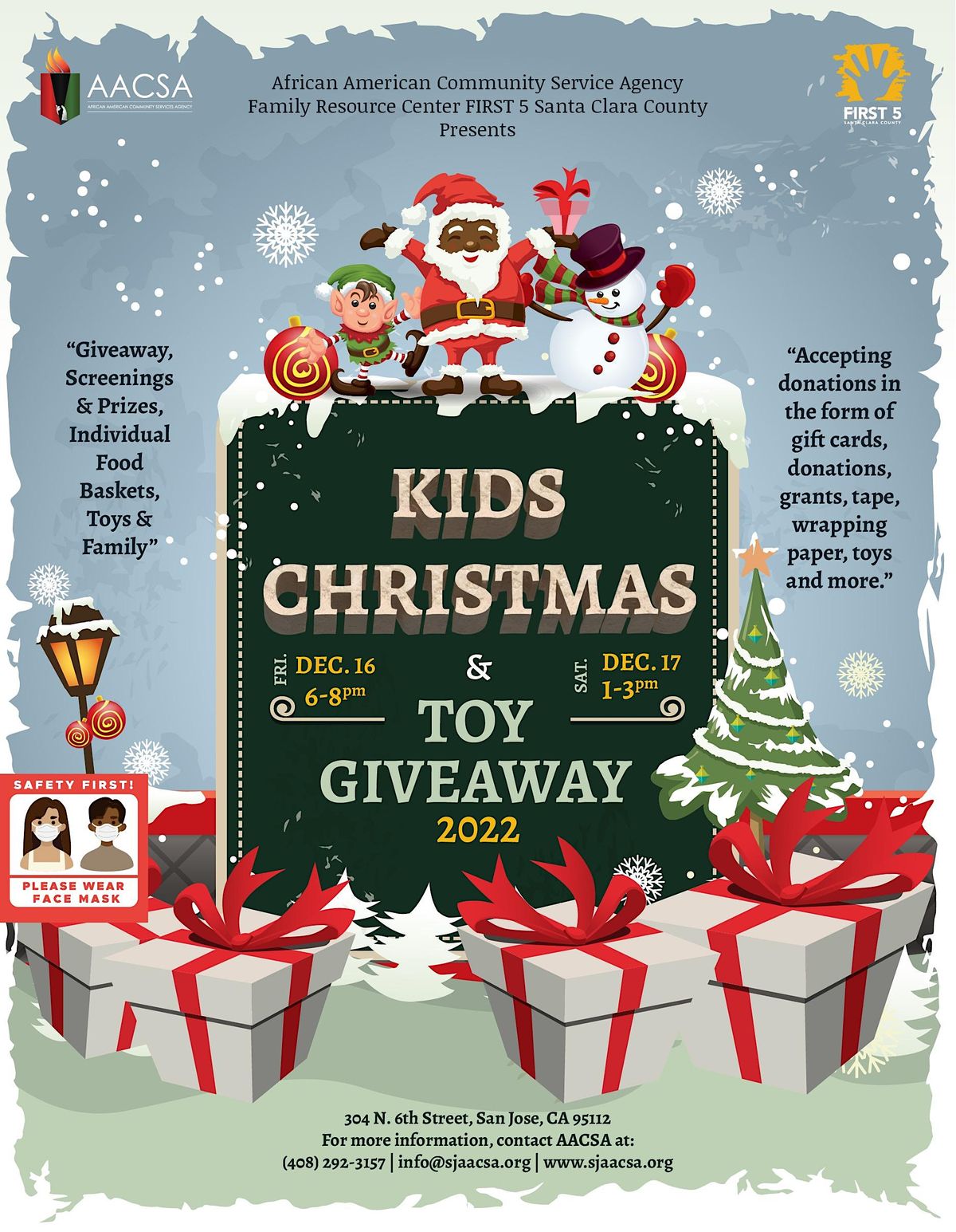 Kids Christmas Party & Toy Giveaway, 304 N 6th St, San Jose, December