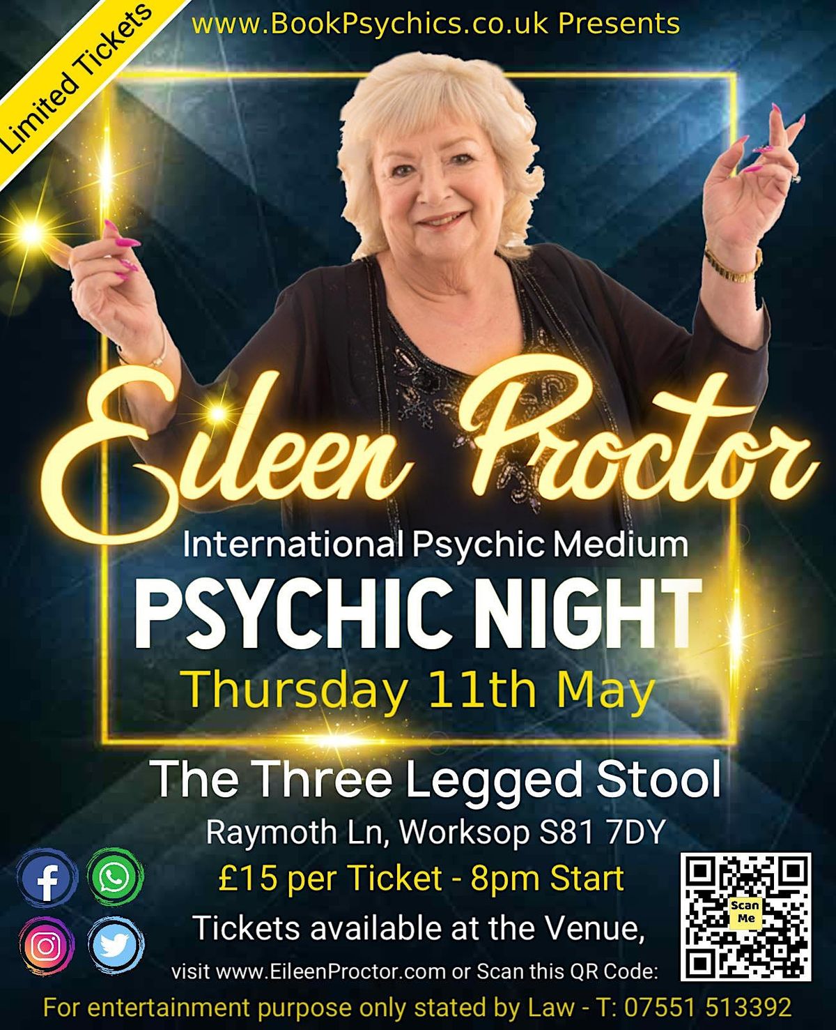 Three Legged Stool (Worksop) – Psychic Night with Eileen Proctor, Three ...