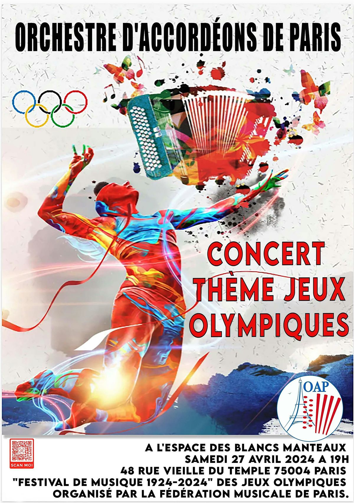 Concert Orchestre dAccordéons de Paris thème jeux olympiques, Espace