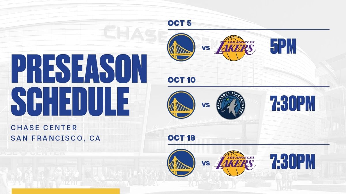 NBA Preseason - Los Angeles Lakers at Golden State Warriors at Chase Center, 5 October | Event in San Francisco