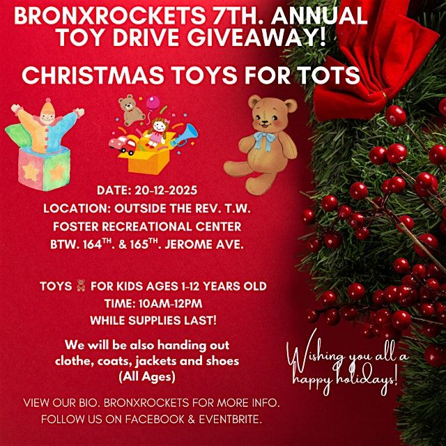 BronxRockets Toys for Tots Christmas Giveaway!, 20 December | Event in The Bronx | AllEvents