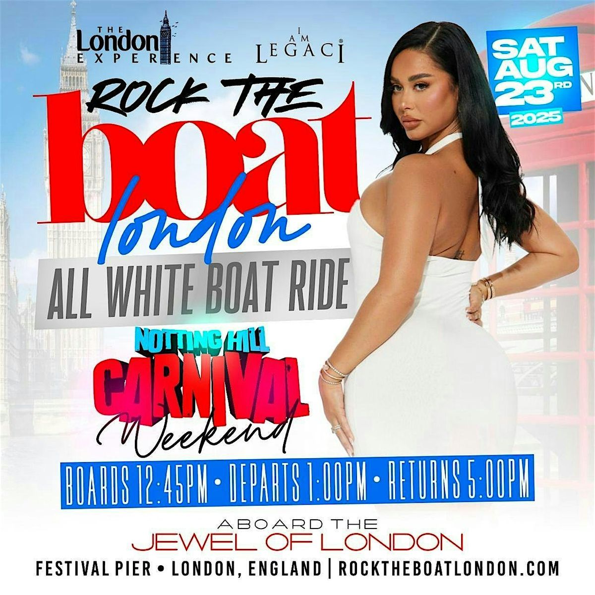 ROCK THE BOAT LONDON ALL WHITE BOAT RIDE PARTY | NOTTING HILL CARNIVAL 2025, 23 August | Event in LONDON | AllEvents