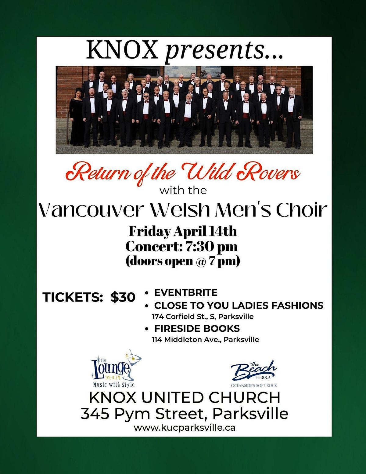 Knox Presents...The Vancouver Welsh Mens Choir, Return of the Wild