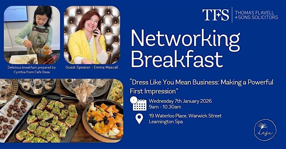 January Networking Breakfast at Thomas Flavell & Sons, Leamington Spa, 7 January | Event in Royal Leamington Spa