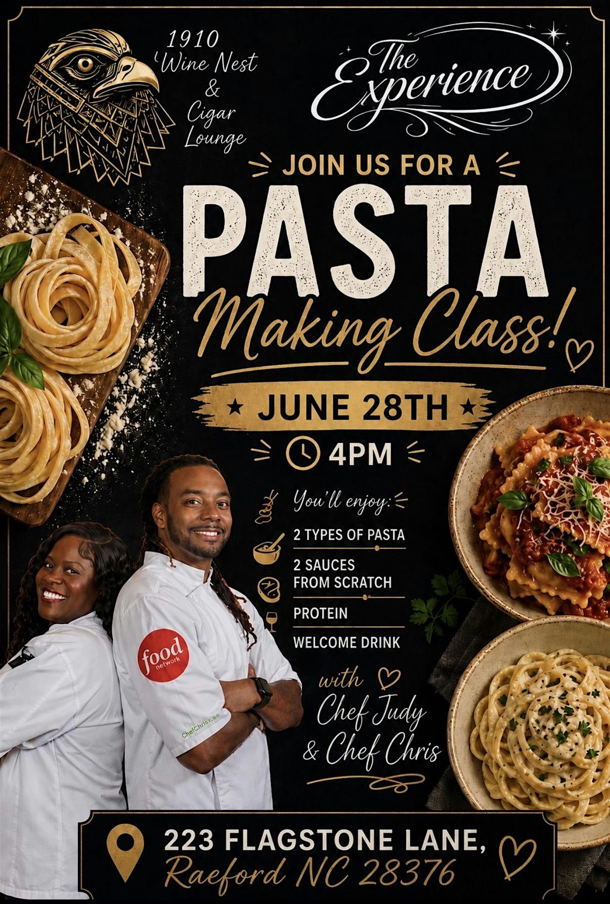 Homemade Pasta Making Class w/ Chef Judy & Chef Chris, 1910 Wine Nest ...