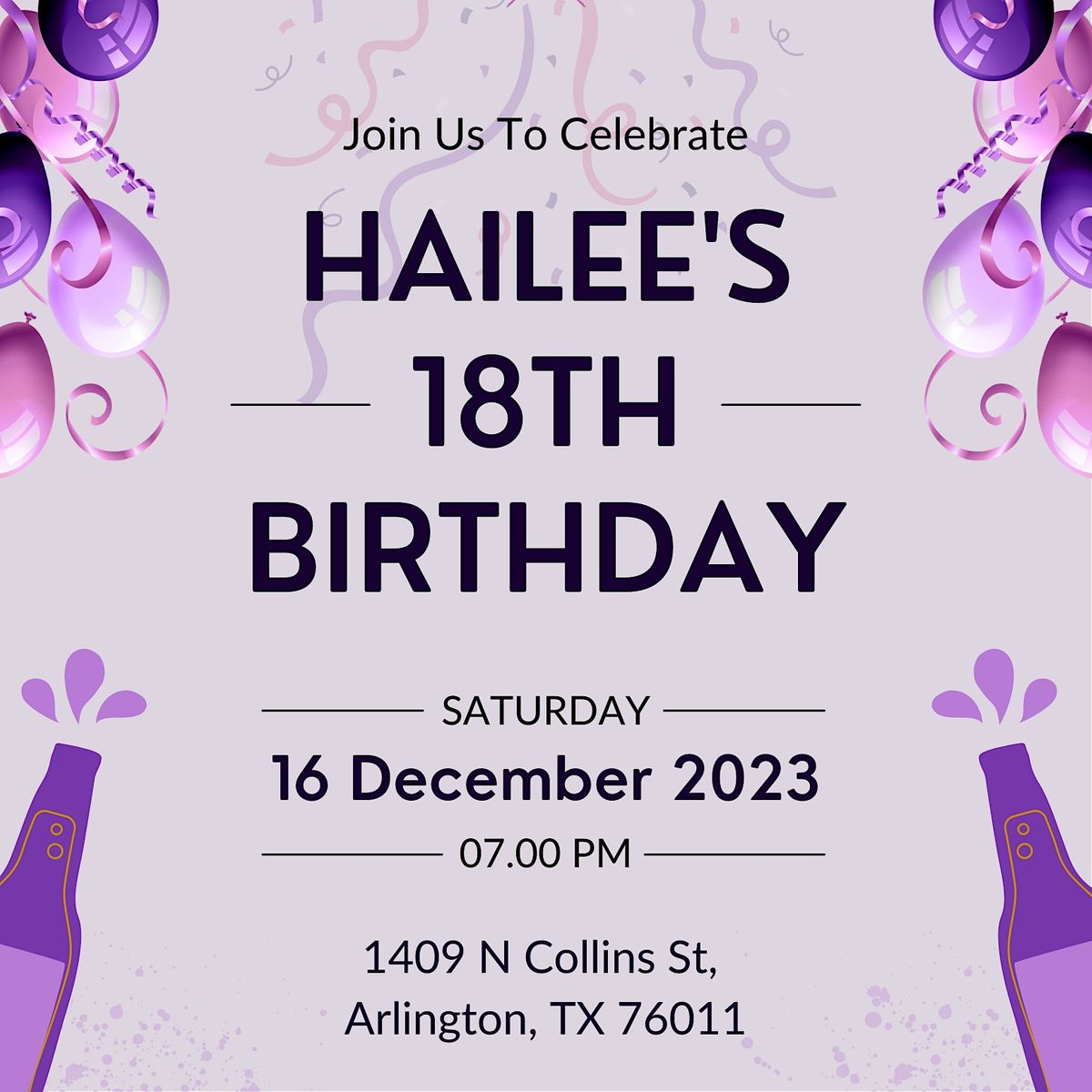 Hailees 18th Birthday Dinner, Shakertins Arlington, December 16 2023