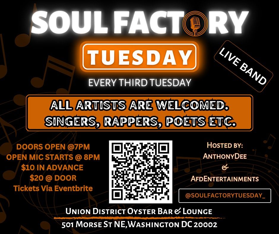 SOUL FACTORY TUESDAY LIVE BAND OPEN MIC!!! | Event in Washington | AllEvents
