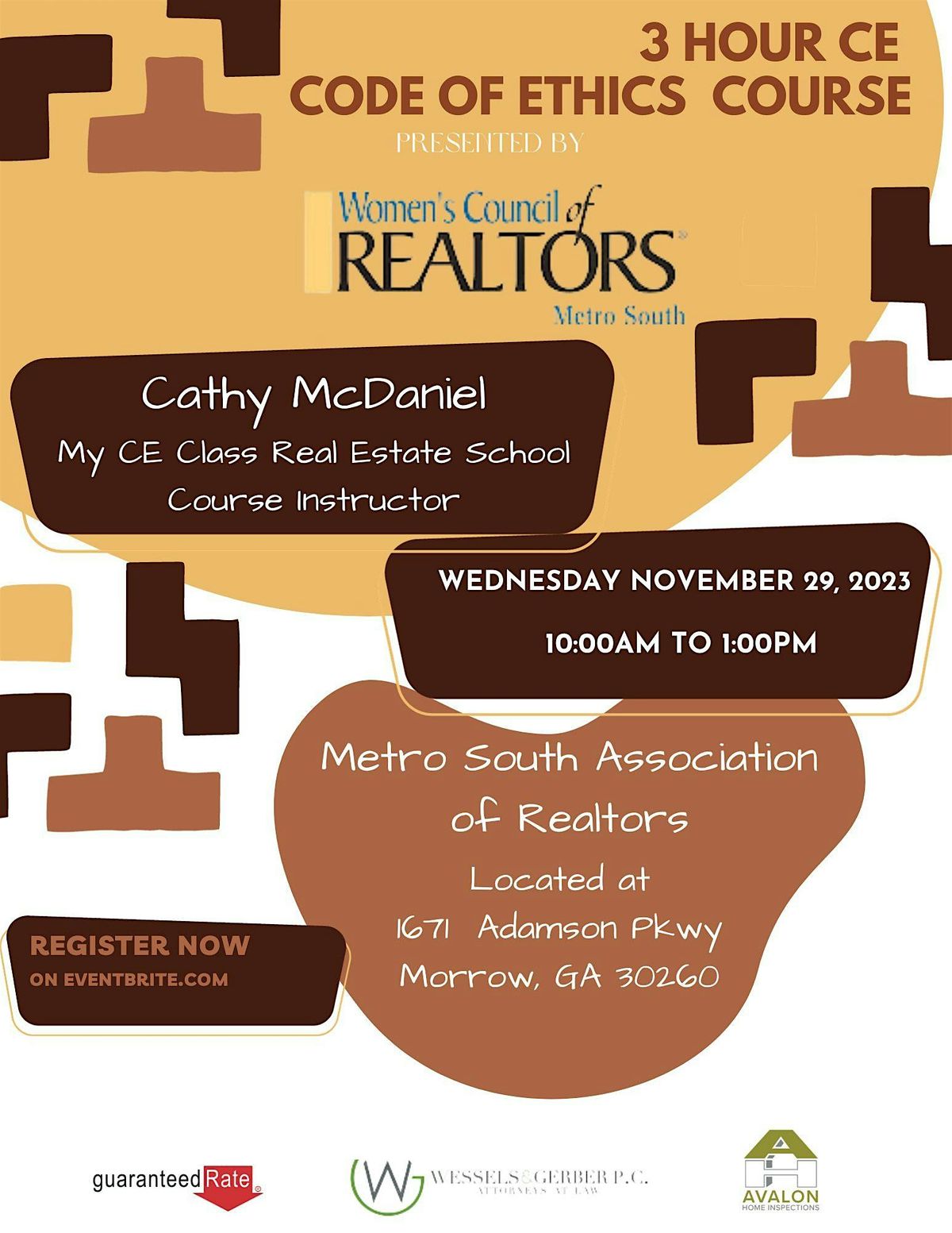 3 Hours CE Code of Ethics Course, Metro South Association of Realtors