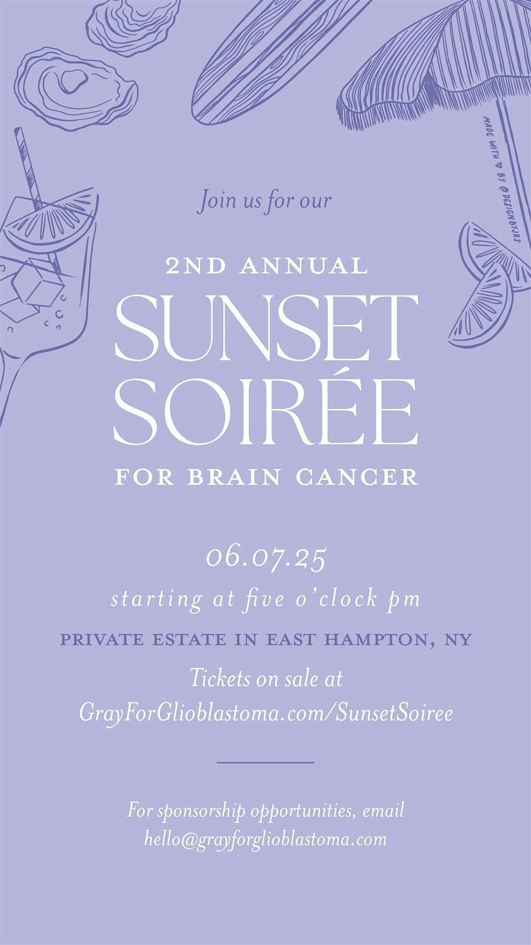 2nd Annual Sunset Soiree for Brain Cancer in the Hamptons, 7 June | Event in East Hampton | AllEvents
