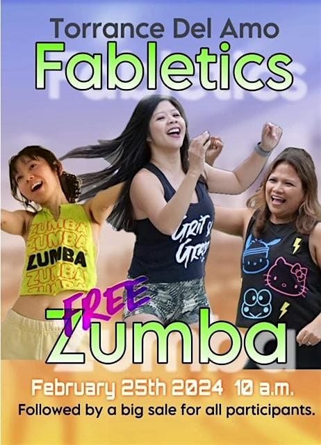 FREE Zumba with Jona, Fabletics, Torrance, 17 March 2024 | AllEvents