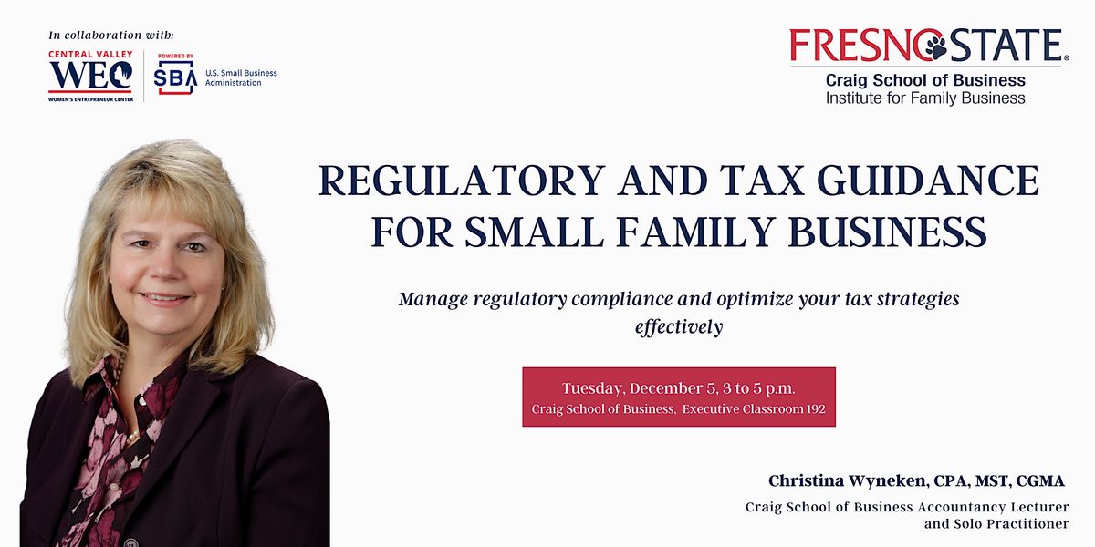 Regulatory and Tax Guidance for Small Family Business, University
