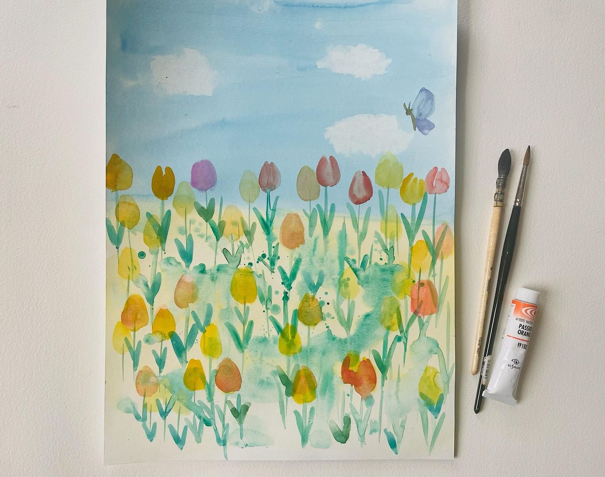 Art Classes Trinktisch Beer Hall Watercolor Spring Tulip Field