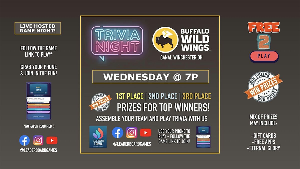 Trivia Night | Buffalo Wild Wings - Canal Winchester OH - WED 7p | Event in Canal Winchester | AllEvents