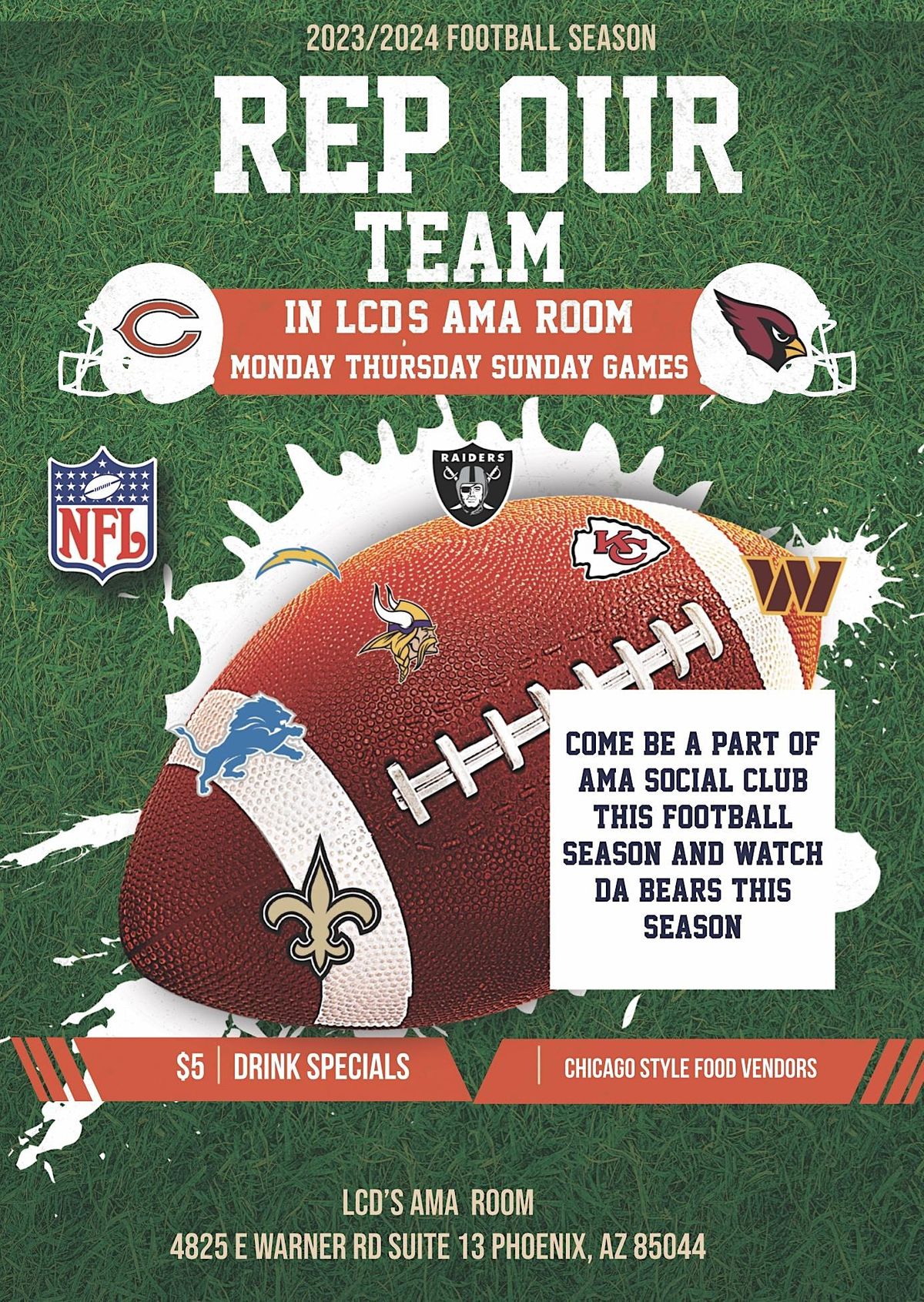 Da Bears 2023 NFL Football, LCD's AMA Room, Phoenix, August 26 2023