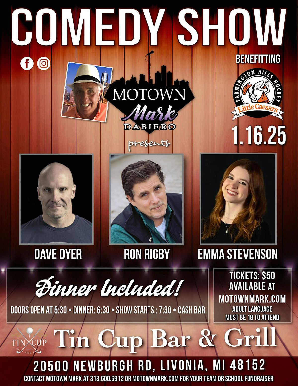 Motown Marks Comedy Night Returns to Livonia with Dinner Included!, Tin