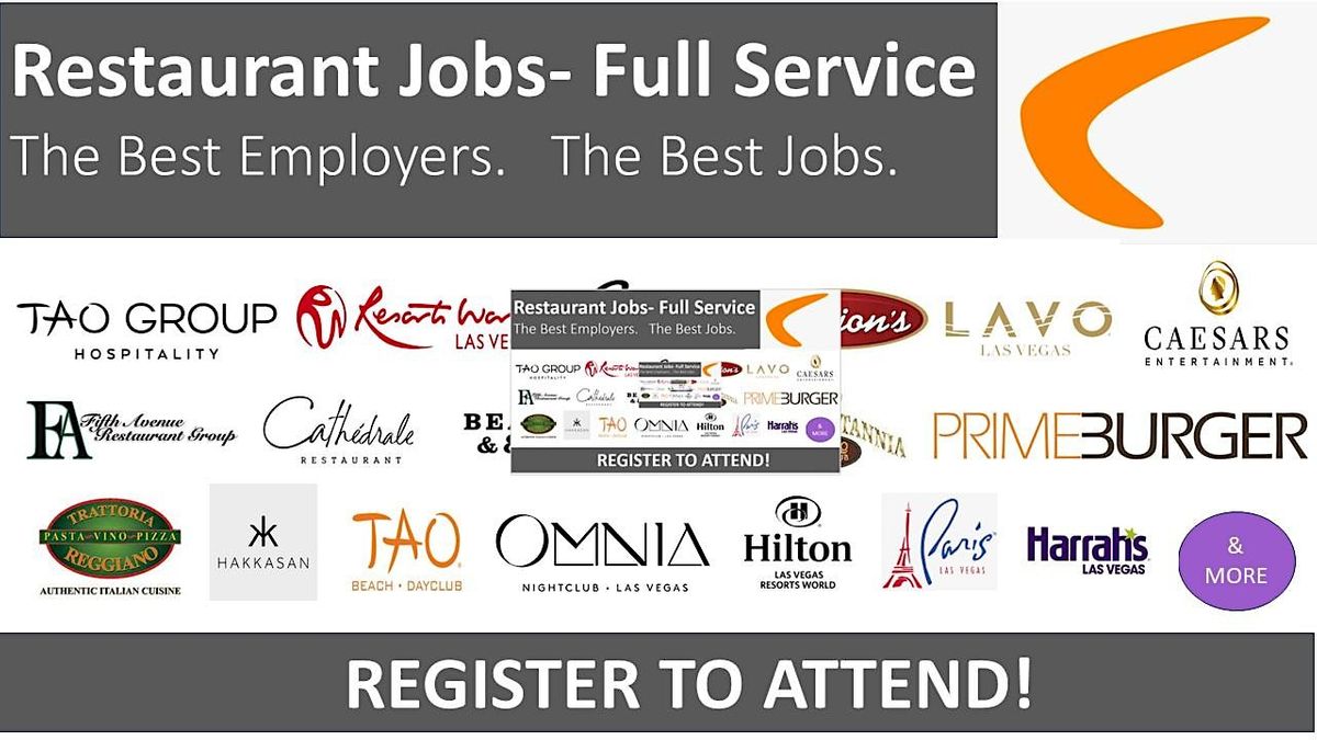 Restaurant Job Fair. Both Fine Dining and Fast Food Jobs., Boulevard