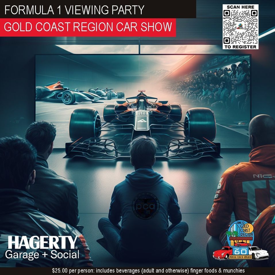 Formula 1 Viewing Party & GCR Car Show, Hagerty Garage + Social
