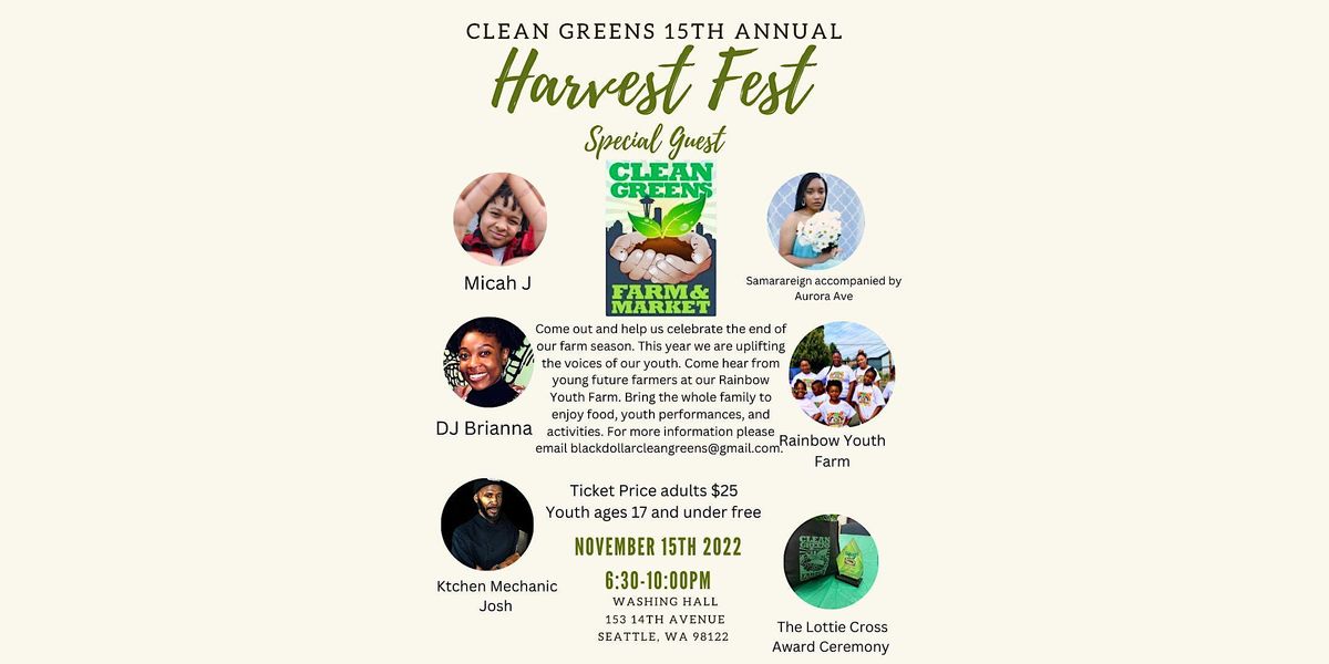 Clean Greens Farm & Market 15th Annual Harvest Fest, 153 14th Ave