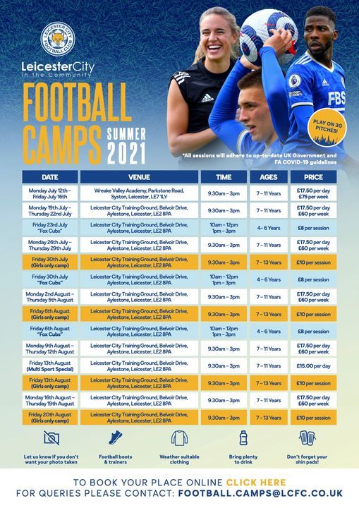 Summer Football Camps Multi Sport Special Leicester City Training Ground Le2 8pa August 13 2021 Allevents In