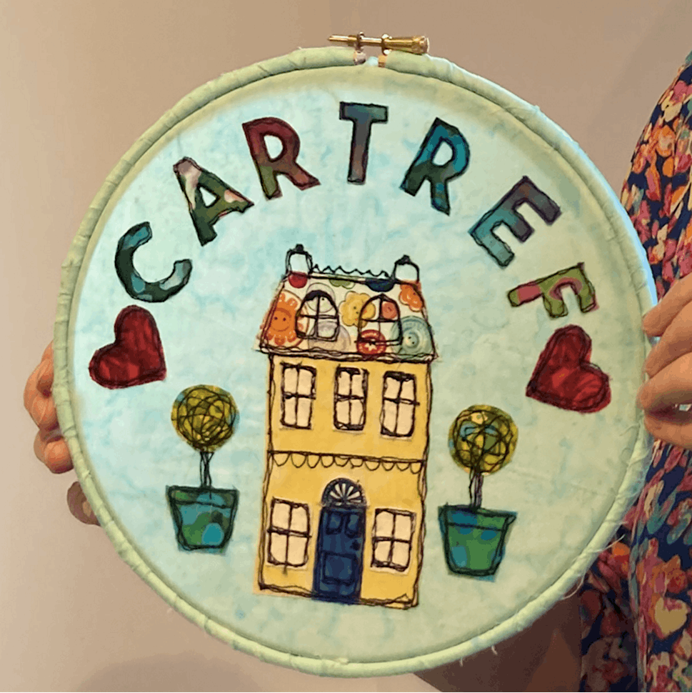 FreeMotion Embroidery Hoop Art, Blue House Fabrics, Ystradgynlais, 8