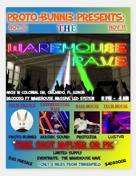 THE WAREHOUSE RAVE, 4603 W Colonial Dr, Orlando, 11 November to 13 ...