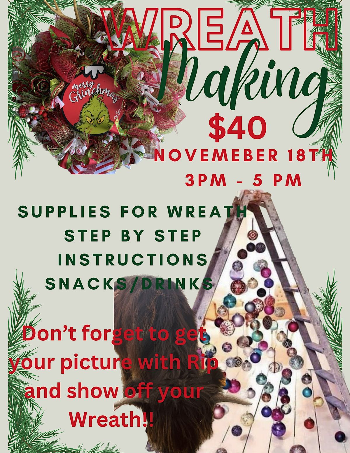 Christmas Wreath Making, 4291 E 1100 S, Fairmount, 18 November 2023