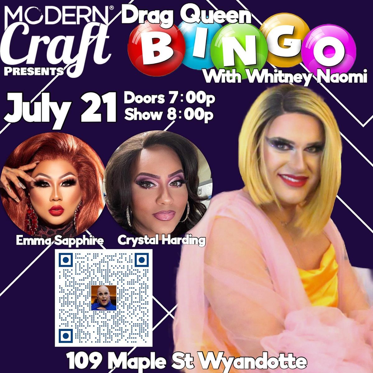 Drag Queen Bingo with Whitney Naomi Wyandotte, MI, Modern Craft Wine Wyandotte, July 21 2022