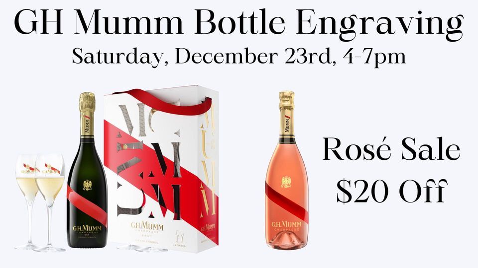 GH Mumm Sampling & Custom Engraving, Dive Wine & Spirits, Sarasota