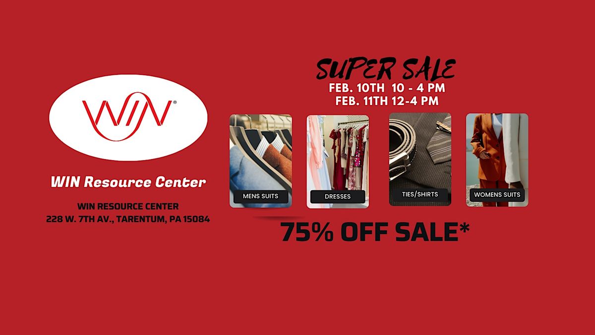 75 off Sale, WIN Resource Center, WIN Resource Center, Tarentum, March