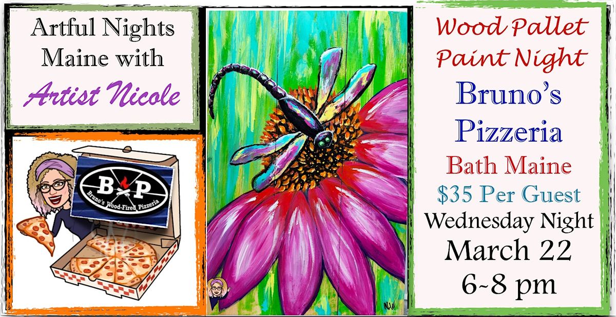 Wood Pallet Paint NightDragonfly at Brunos Pizzeria, Bath, Burano's