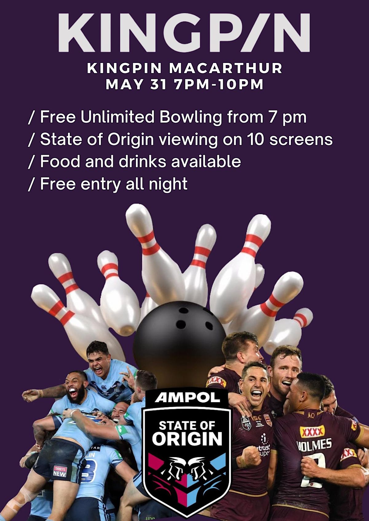 State of Origin x Free Bowling, Kingpin Macarthur Square Laser Tag