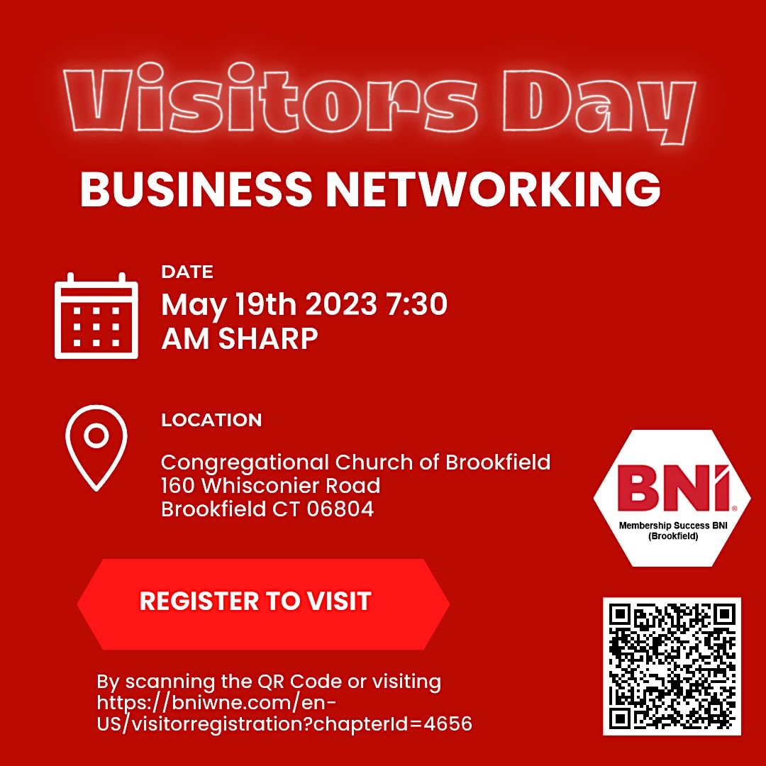 NETWORKING VISITORS DAY MEMBERSHIP SUCCESS BNI BROOKFIELD CT