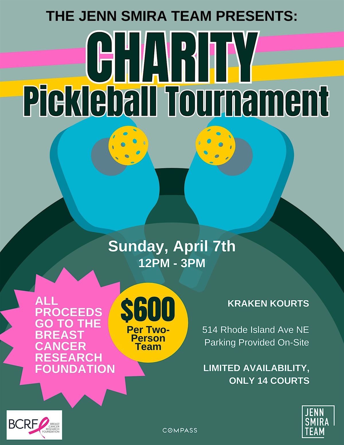 Jenn Smira Team Charity Pickleball Tournament, Kraken Kourts & Skates