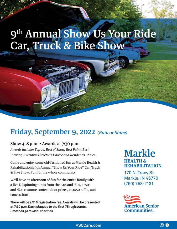 9th Annual Show Us Your Ride Car, Truck & Bike Show, Markle Health and