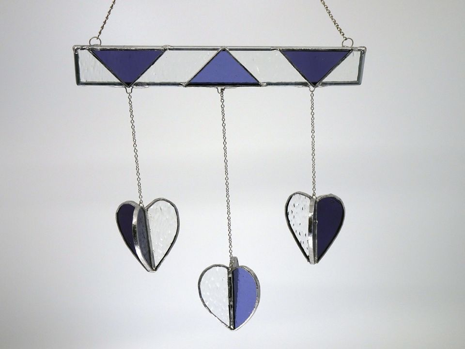Glass “3D Stained Glass Heart Trio”, Burritt on the Mountain