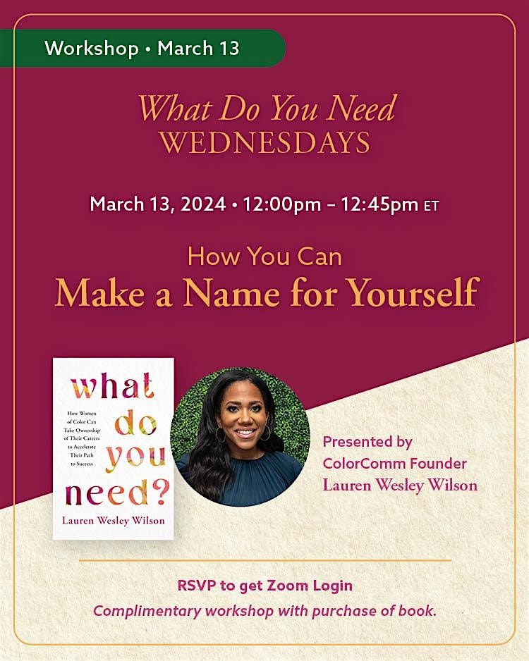 What do you need wednesdays workshop how you can make a name for