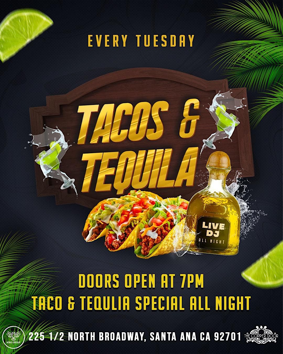 Tacos & Tequila Tuesdays, The Copper Door, Santa Ana, August 29 to
